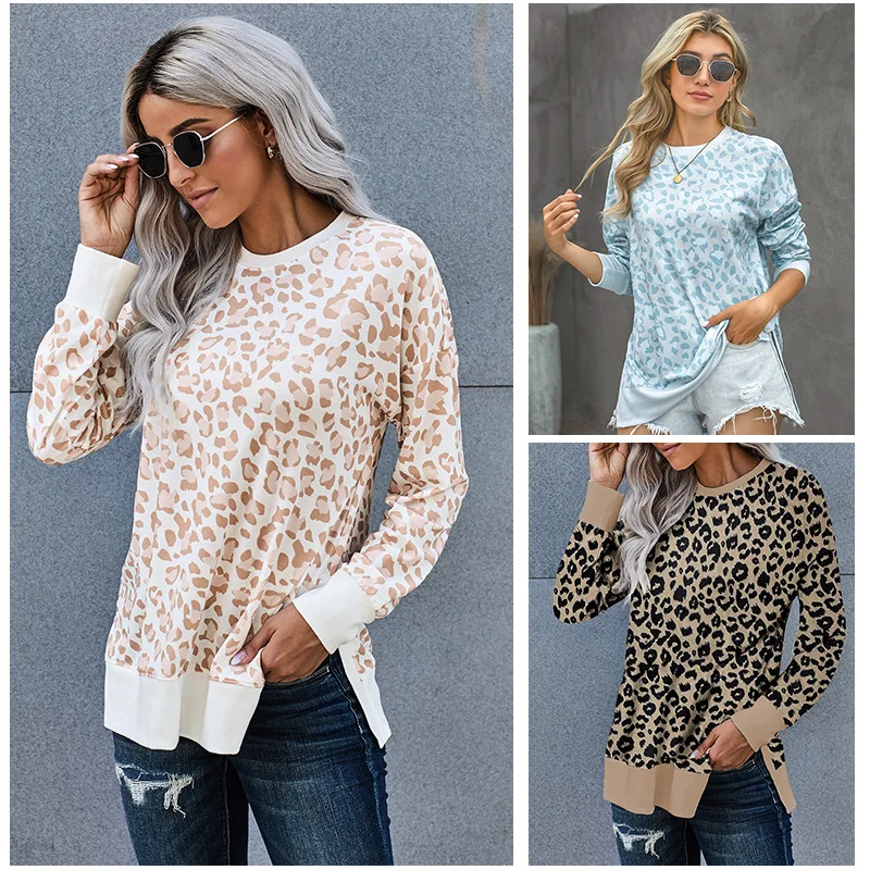 2021 Leopard Print Plus Size Pullover Sweater Women Slim Fit Round Neck Long-sleeved T-shirt Top Casual Fashion
2021 Leopard Print Plus Size Pullover Sweater Women Slim Fit Round Neck Long-sleeved T-shirt Top Casual Fashion