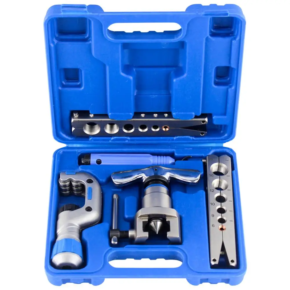 HAVC Pipe Cone Flaring Tool kit 6-19mm 45 Degree Angle Eccentric Cone Type Sets for Water Gas Refrigeration Brake Line
HAVC Pipe Cone Flaring Tool kit 6-19mm 45 Degree Angle Eccentric Cone Type Sets for Water Gas Refrigeration Brake Line