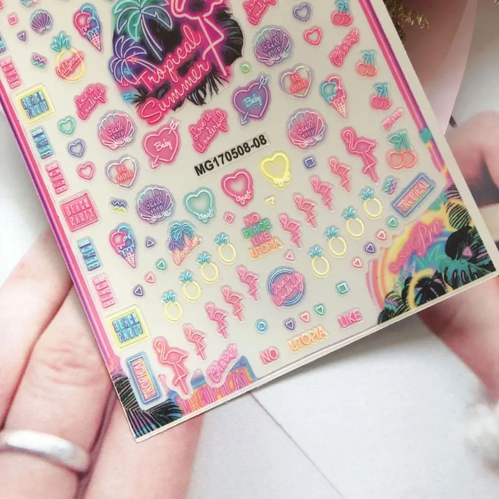New Style Nail Stickers Decals Neon Light Flamingo Teddy Bear Pattern Self Adhesive Nail Art DIY Manicure Decorations GIft
New Style Nail Stickers Decals Neon Light Flamingo Teddy Bear Pattern Self Adhesive Nail Art DIY Manicure Decorations GIft