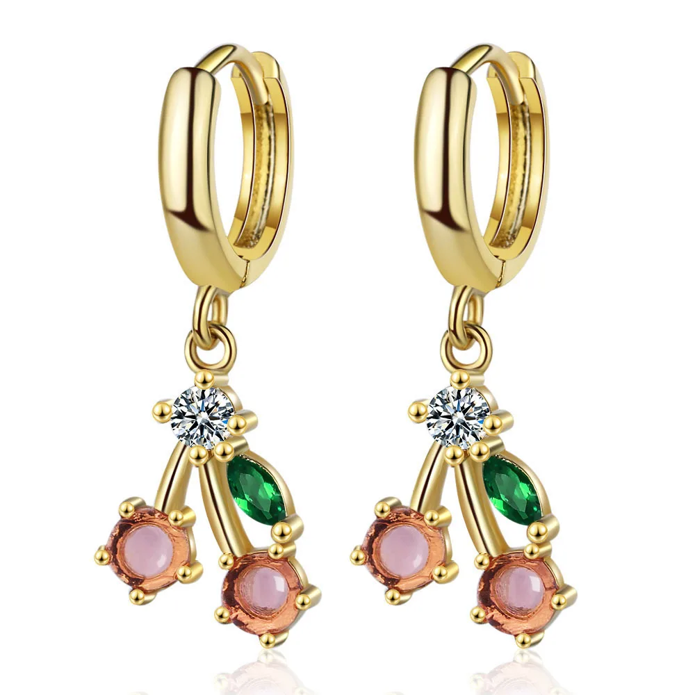 Luxury Female Fruit Crystal Earrings Charm Gold Silver Color Hoop Earrings Trendy Round Zircon Wedding Earrings For Women
Luxury Female Fruit Crystal Earrings Charm Gold Silver Color Hoop Earrings Trendy Round Zircon Wedding Earrings For Women