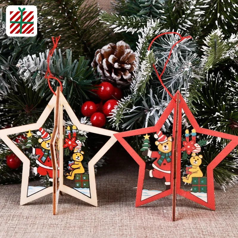4PC 6PC 2D 3D Christmas Ornament Wooden Hanging Pendants Star Xmas Tree Bell Christmas Decorations For Home Party New Year
4PC 6PC 2D 3D Christmas Ornament Wooden Hanging Pendants Star Xmas Tree Bell Christmas Decorations For Home Party New Year