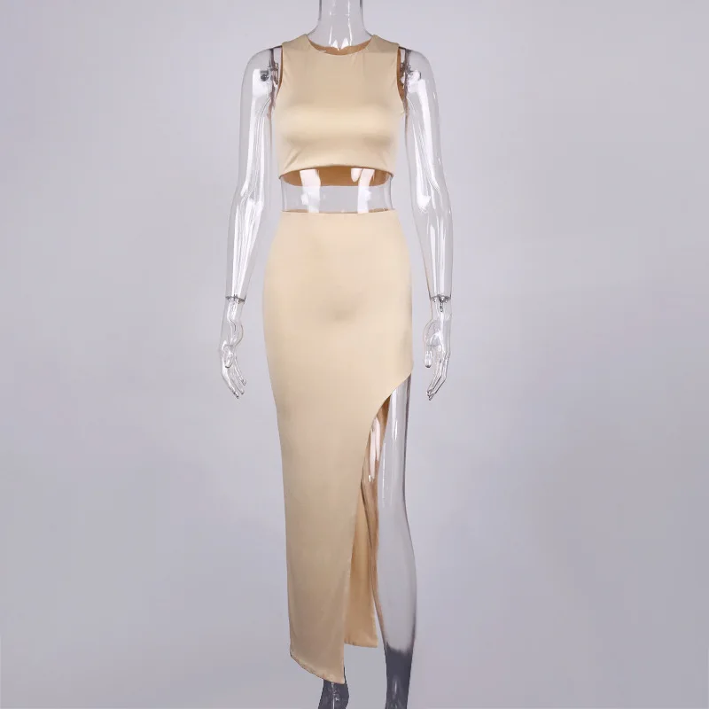 Summer 2 Pieces Dress Set Sexy Sleeveless Crop Top Thigh Slit Long Skirt Set for Women Club Party Night Out Outfits
Summer 2 Pieces Dress Set Sexy Sleeveless Crop Top Thigh Slit Long Skirt Set for Women Club Party Night Out Outfits