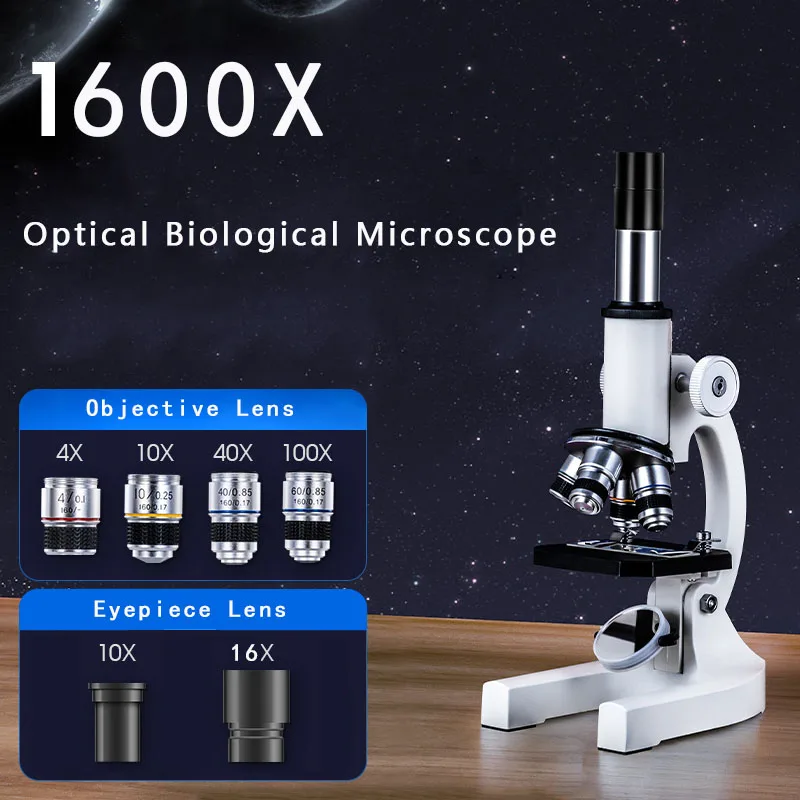 Biological Microscope Monocular 40-1600X Student Education Laboratory For Children's Birthday Gift
Biological Microscope Monocular 40-1600X Student Education Laboratory For Children's Birthday Gift