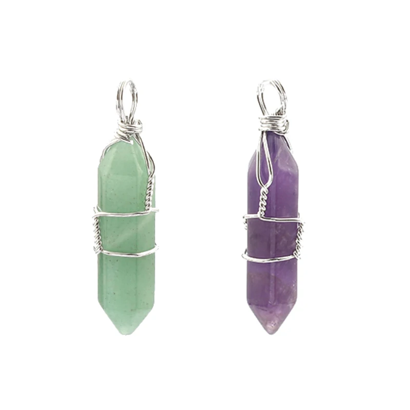 2pcs Natural Stone Pendant Amethysts Green Aventurine Silver Color Wire Wrap Gem Reiki Healing Chakra For Necklace Jewelry
2pcs Natural Stone Pendant Amethysts Green Aventurine Silver Color Wire Wrap Gem Reiki Healing Chakra For Necklace Jewelry
