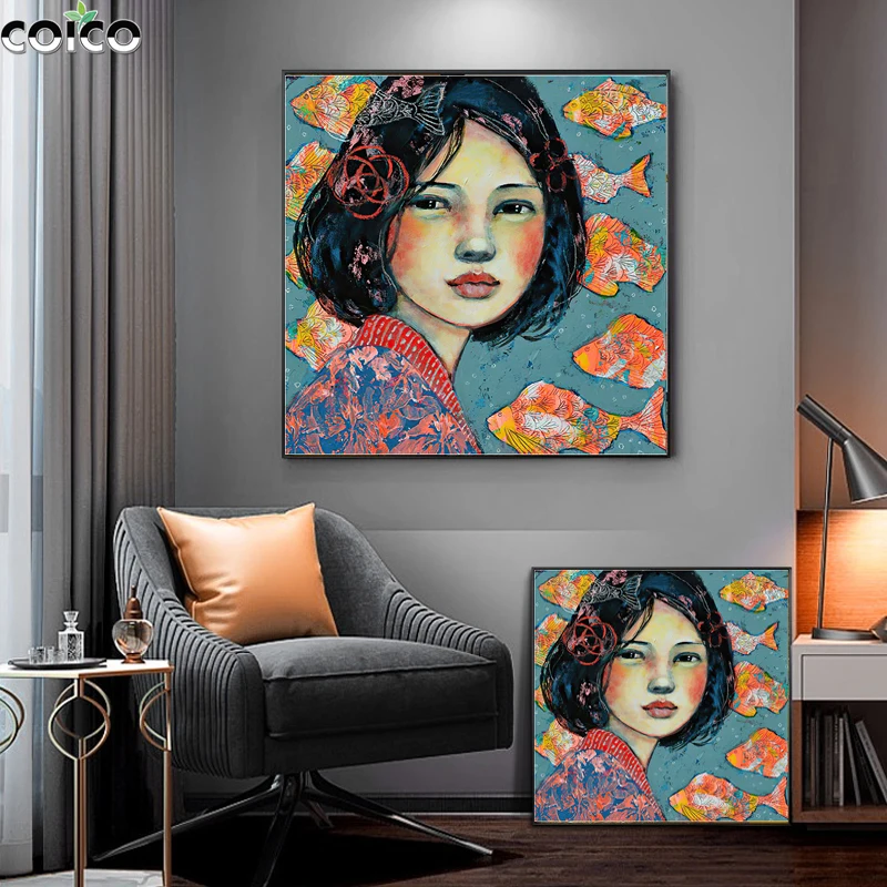 Fish Puss Canvas Wall Home Decor Posters for Living Room Modern Nordic Hand Painted Oil Painting Maiden Aesthetic Print Picture
Fish Puss Canvas Wall Home Decor Posters for Living Room Modern Nordic Hand Painted Oil Painting Maiden Aesthetic Print Picture