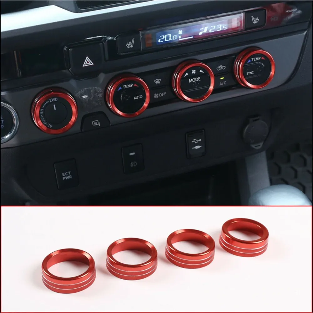 4pcs Red AC Console 4WD Switch Knob Ring Cover Trim Air Conditioning Switch Knob Decorate Aluminum Alloy For 2016+ Toyota Tacoma
4pcs Red AC Console 4WD Switch Knob Ring Cover Trim Air Conditioning Switch Knob Decorate Aluminum Alloy For 2016+ Toyota Tacoma