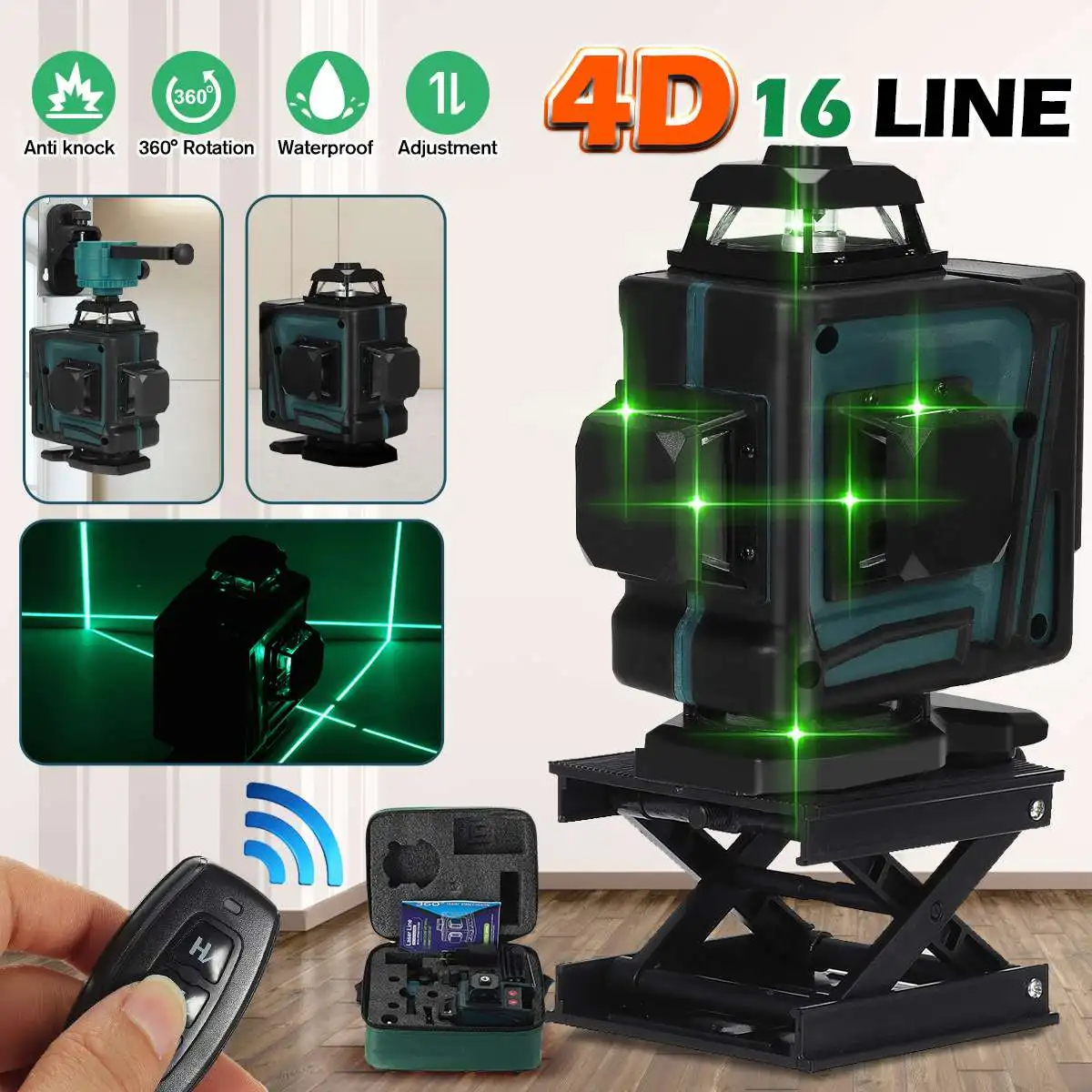 Лазерный уровень 4D, 16 линий, зеленый лазер, самонивелирующийся, 360 градусов, горизонтальный, вертикальный, перекрестный линий, супермощный л...
Лазерный уровень 4D, 16 линий, зеленый лазер, самонивелирующийся, 360 градусов, горизонтальный, вертикальный, перекрестный линий, супермощный л...