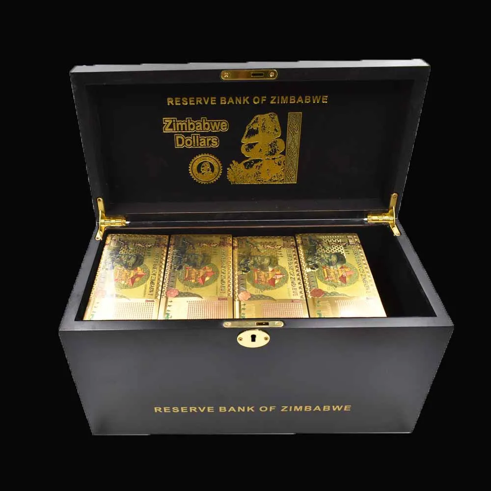 New Zimbabwe Money Banknotes One Bicentillion 24k Gold Plated Gold Banknote Zimbabwe Note with UV Light 1200pcs/box
New Zimbabwe Money Banknotes One Bicentillion 24k Gold Plated Gold Banknote Zimbabwe Note with UV Light 1200pcs/box