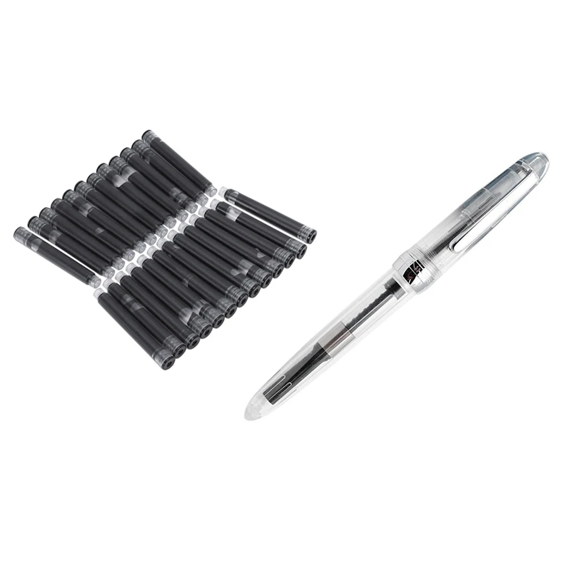 

Jinhao 25 шт. ручка международного размера чернильный картридж черный для перьевых ручек и 1 перьевая ручка JINHAO 992 (полупрозрачная)