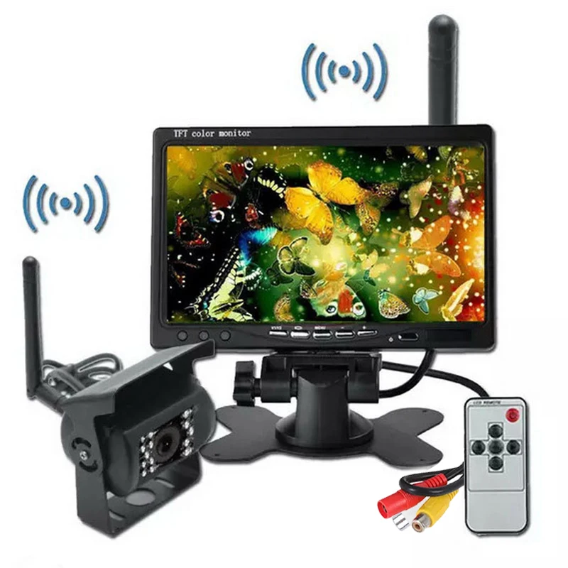 

TFT LCD 7 Inch Wireless Rear View Monitor With 170 Degree CMOS IR Night Vision Backup Camera