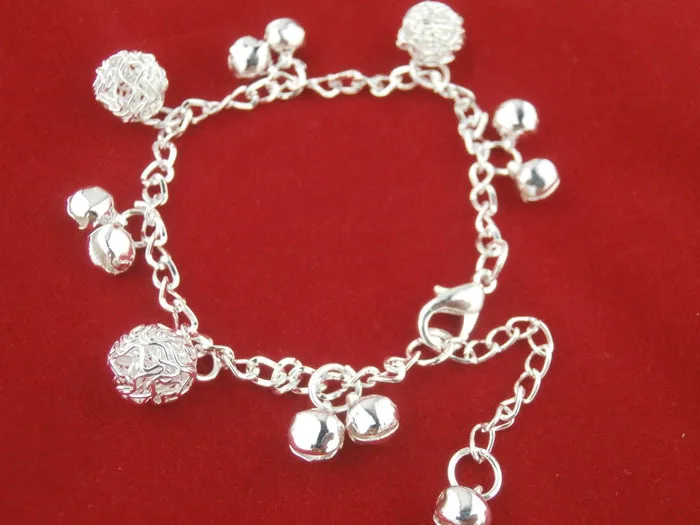 ZYZQ Bright Silver Plated Chain Bracelets Vintage Classic Bell Ball Pendant Birthday Christmas Present For Women Lovely Jewel | Украшения и