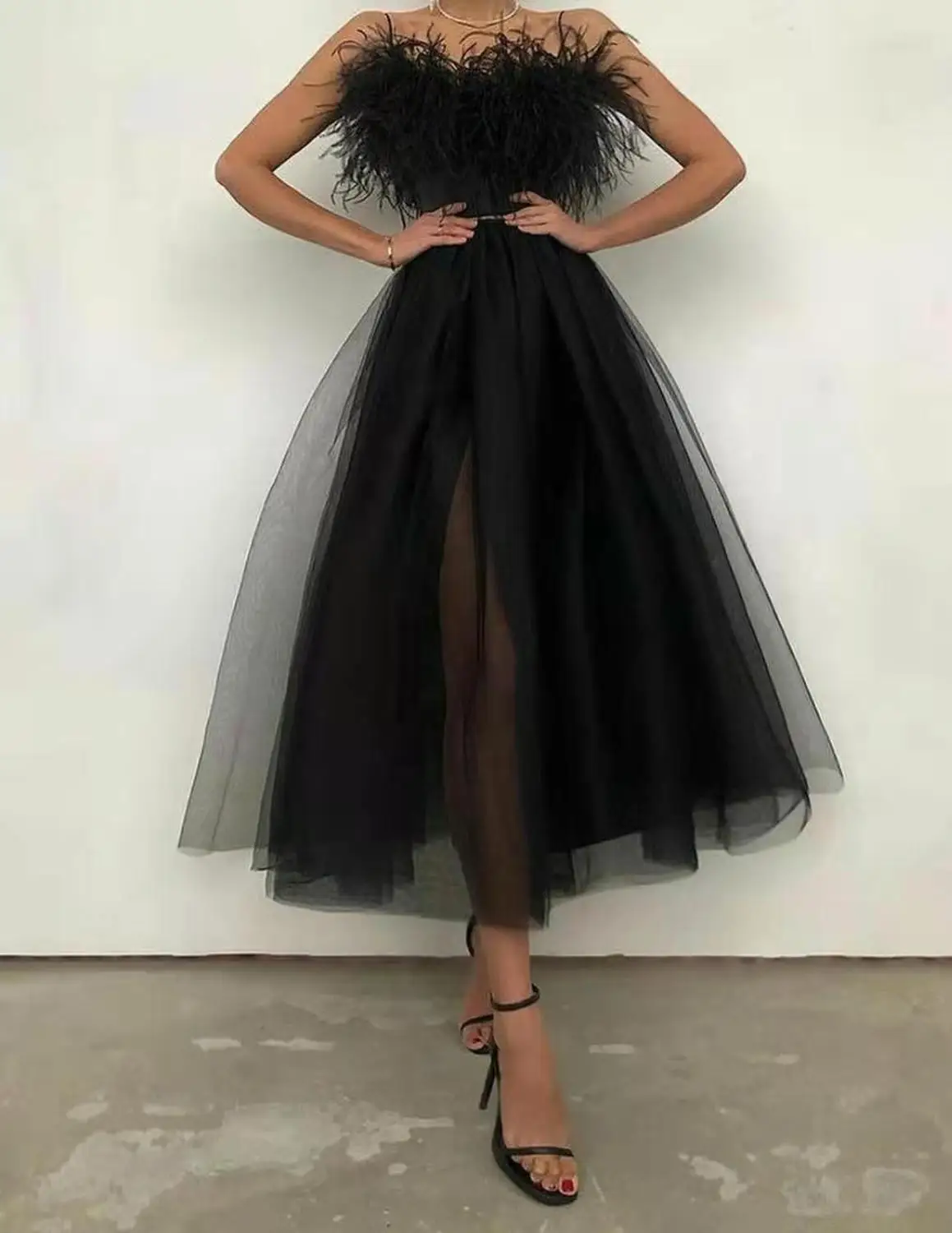 Sexy A-Line Long Tulle Black Sweetheart Evening Dresses with Slit Ankle Length Zipper Back Formal Party Dress for Women
Sexy A-Line Long Tulle Black Sweetheart Evening Dresses with Slit Ankle Length Zipper Back Formal Party Dress for Women