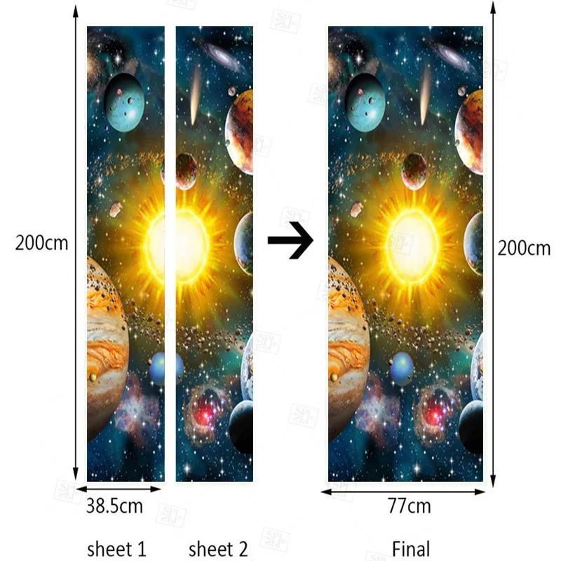 Modern 3D Space Universe Door Sticker Children's Bedroom Living Room Home Decor Mural Wallpaper Self-Adhesive Door Poster Decals
Modern 3D Space Universe Door Sticker Children's Bedroom Living Room Home Decor Mural Wallpaper Self-Adhesive Door Poster Decals