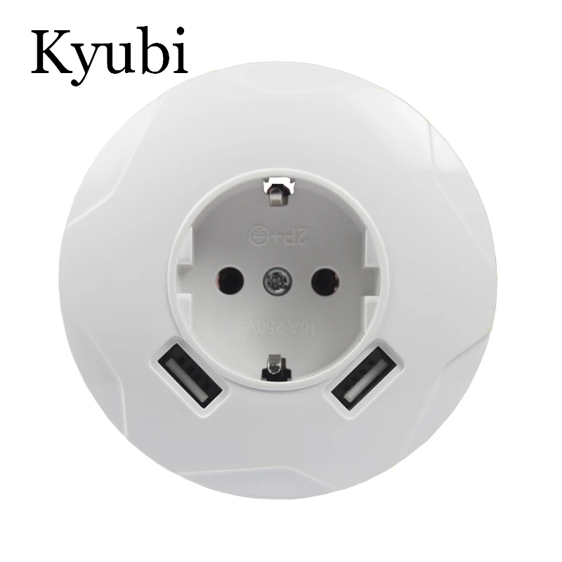 USB настенная розетка с круглым носком Бесплатная доставка двойной порт 5V 2A Usb usb