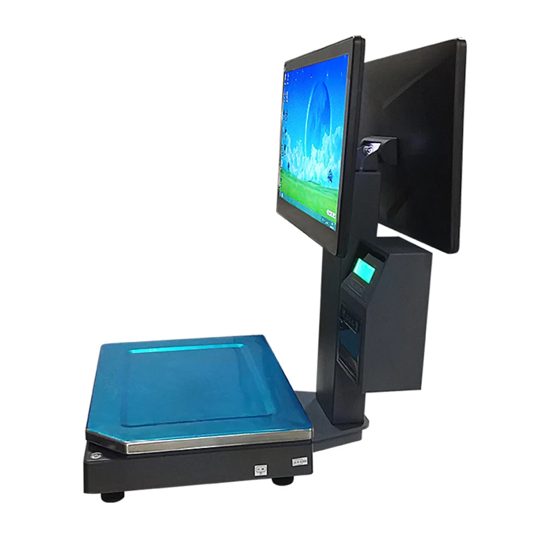

POS System Terminal All in One Dual 15.6" Screen Cash Register Retail PC Based Scale with Thermal Printer One Touch Panel