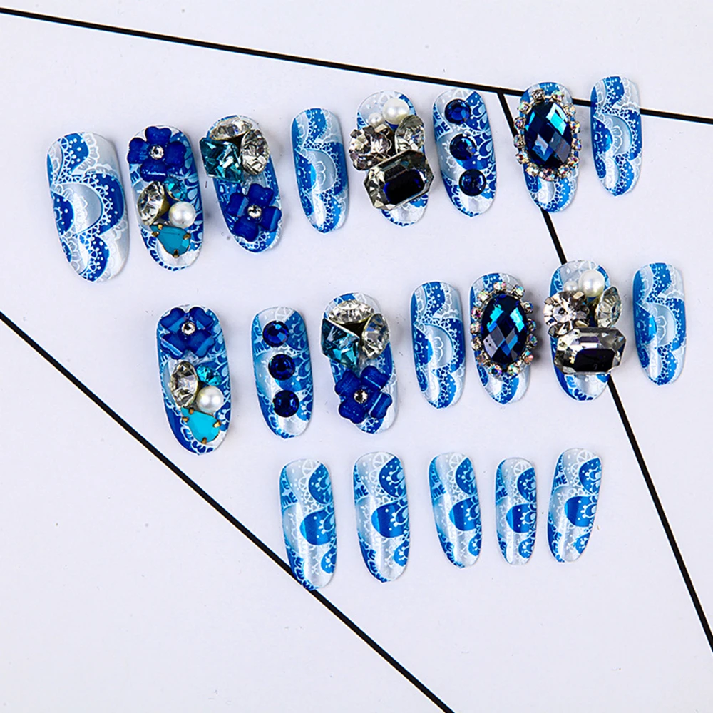 24PCS/Sets Wedding Bride Fake Nails Crystal Pearl Rhinestone Nail Patch Full Nail Tips Fingernail Women Nail Art
24PCS/Sets Wedding Bride Fake Nails Crystal Pearl Rhinestone Nail Patch Full Nail Tips Fingernail Women Nail Art