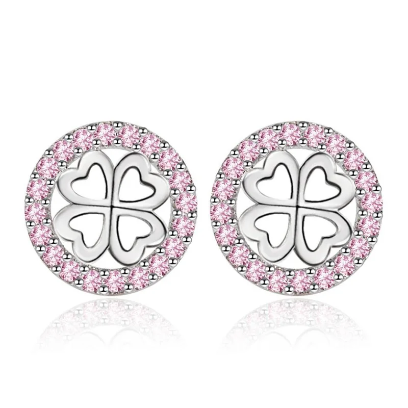 Stud Earrings For Women 925 Sterling Silver Jewelry Cute Zircon Pink Four Leaf Clover Earring Girl Valentine's Day Accessories
Stud Earrings For Women 925 Sterling Silver Jewelry Cute Zircon Pink Four Leaf Clover Earring Girl Valentine's Day Accessories