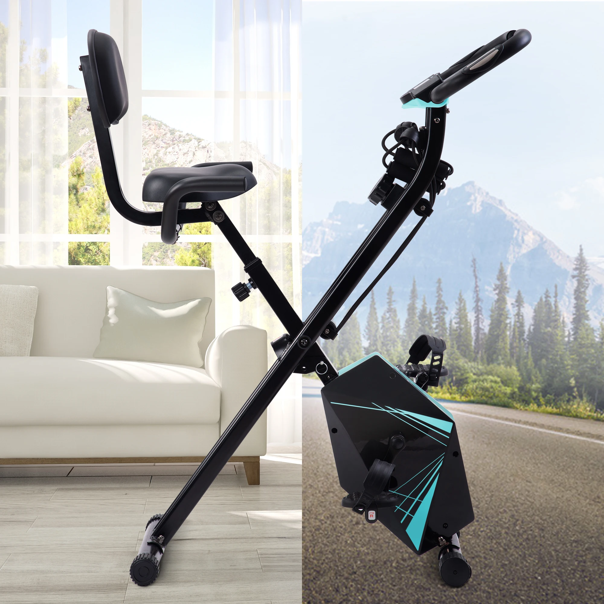 Faltbares Fahrrad mit LCD-Bildschirm, einstellbarer Höhe und Armwiderstandsbändern für das Training in Innenräumen, blau / weiß
Faltbares Fahrrad mit LCD-Bildschirm, einstellbarer Höhe und Armwiderstandsbändern für das Training in Innenräumen, blau / weiß