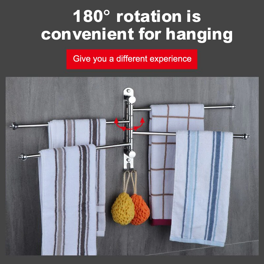 Towel Bars Stainless Steel Swivel Towel Rack 3/4/5 Arms Towel Bar with 2 Hooks Wall Mounted Towel Hanger for Bathroom Storage
Towel Bars Stainless Steel Swivel Towel Rack 3/4/5 Arms Towel Bar with 2 Hooks Wall Mounted Towel Hanger for Bathroom Storage