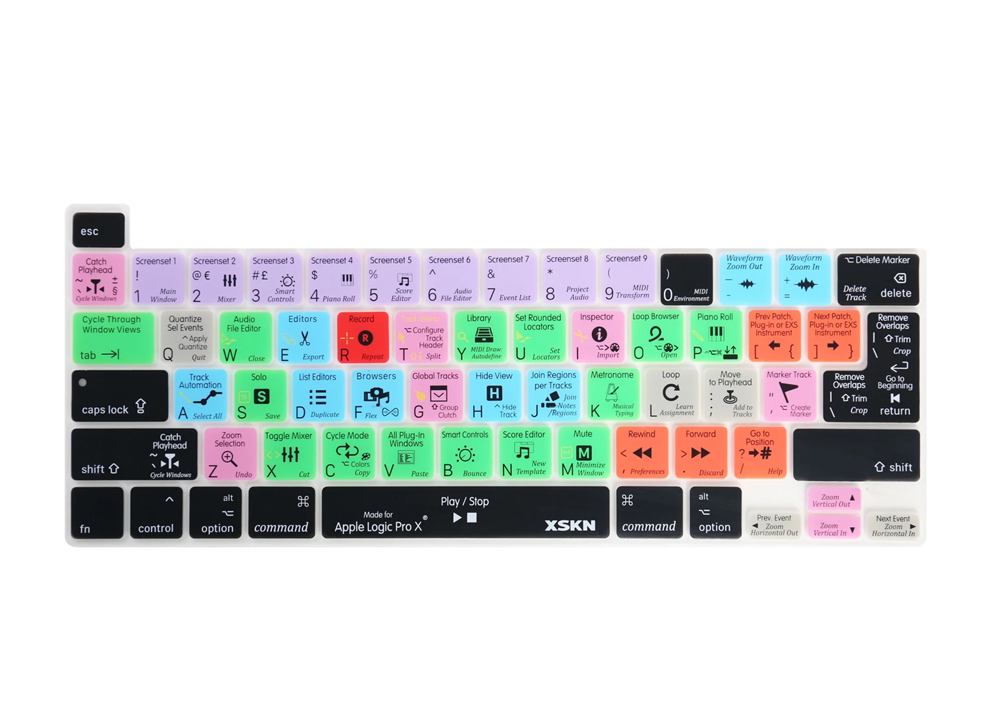 

XSKN Logic Pro X Shortcuts Keyboard Cover Skin for 2020 New MacBook Pro 13.3 inch Touch Bar A2338 M1 A2251 A2289 US&EU Versions