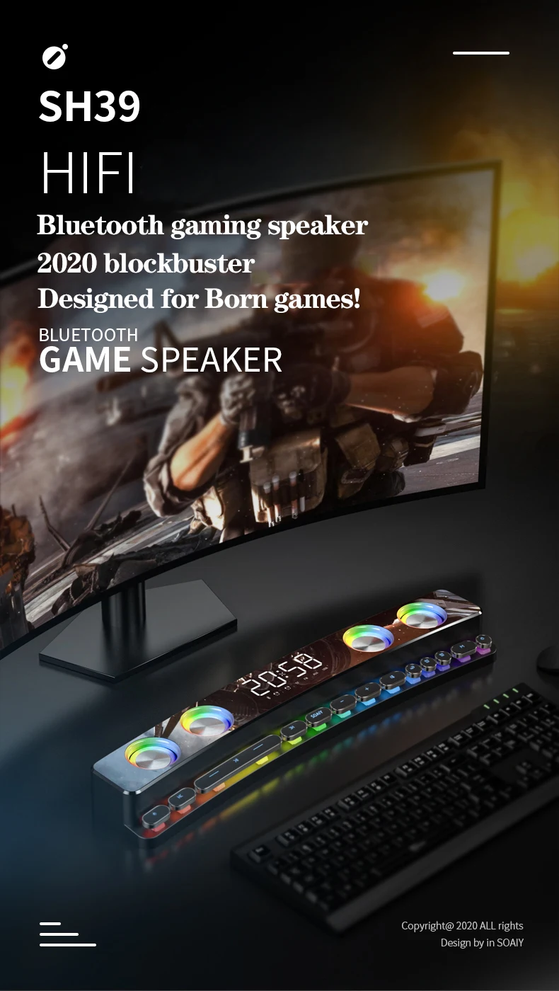 3600mAh bluetooth speaker for computer games, echo wall 3D stereo subwoofer AUX FM home clock speaker PC
3600mAh bluetooth speaker for computer games, echo wall 3D stereo subwoofer AUX FM home clock speaker PC