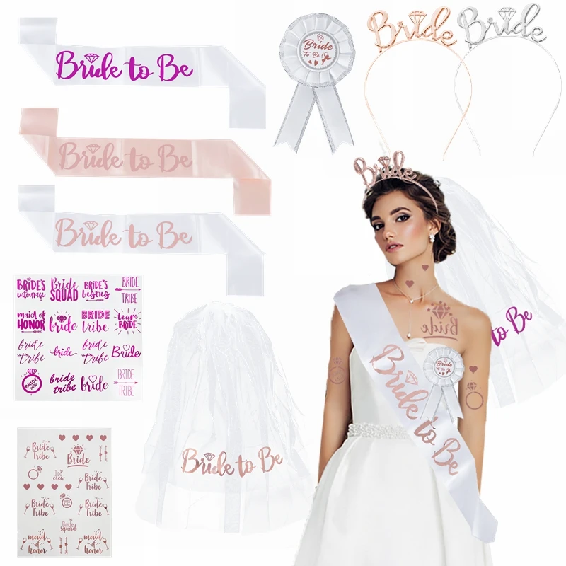 Wedding Decorartion Rose Gold Bride To Be Veil Satin Sash Headband Bride Shower Bachelorette Party Girl Hen Party Decor Supplies
Wedding Decorartion Rose Gold Bride To Be Veil Satin Sash Headband Bride Shower Bachelorette Party Girl Hen Party Decor Supplies