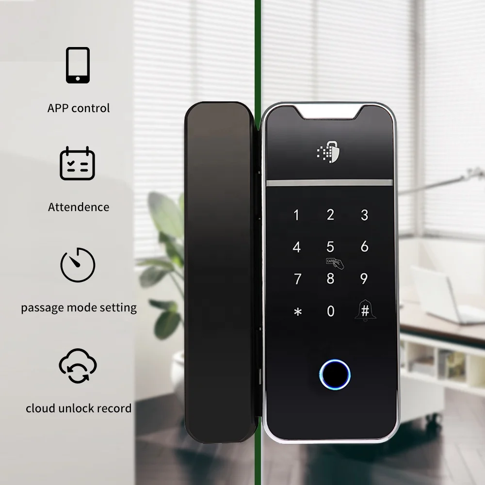 Electronic Digital Fingerprint Smart Door Lock for framed or frameless Sliding Glass Aluminum TTlock App
Electronic Digital Fingerprint Smart Door Lock for framed or frameless Sliding Glass Aluminum TTlock App