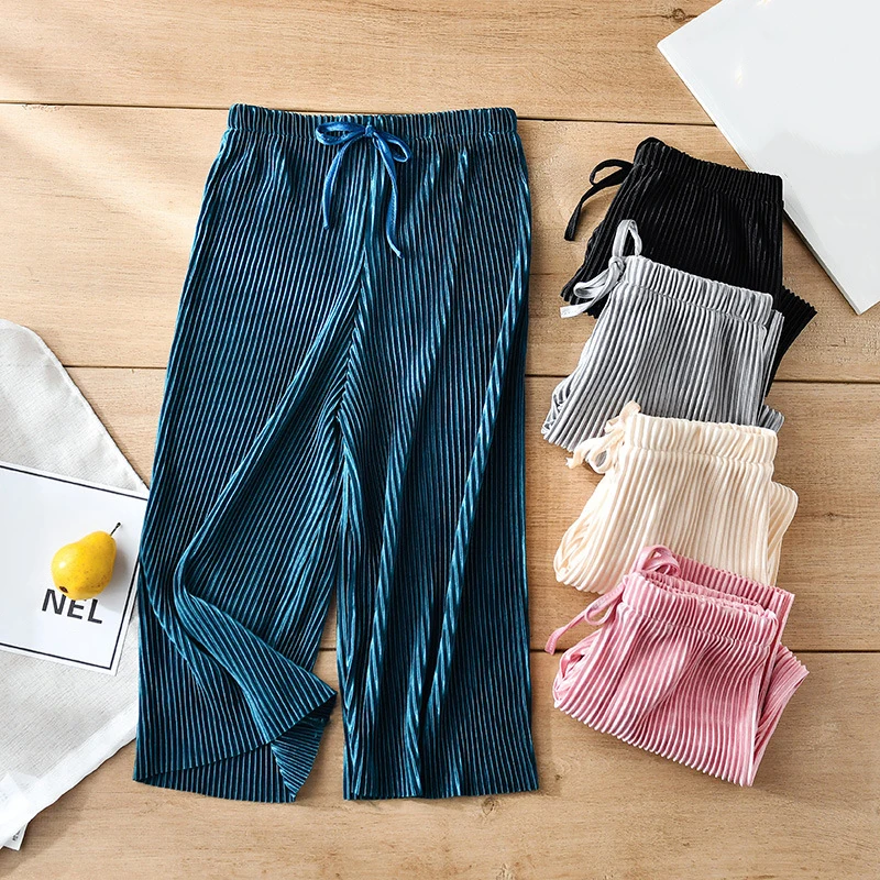 New Pleated Wide-leg Pants Corduroy Pants Girls Loose Casual Pants Chiffon Trousers Ice Silk Nine-point Pants Girls Clothing
New Pleated Wide-leg Pants Corduroy Pants Girls Loose Casual Pants Chiffon Trousers Ice Silk Nine-point Pants Girls Clothing