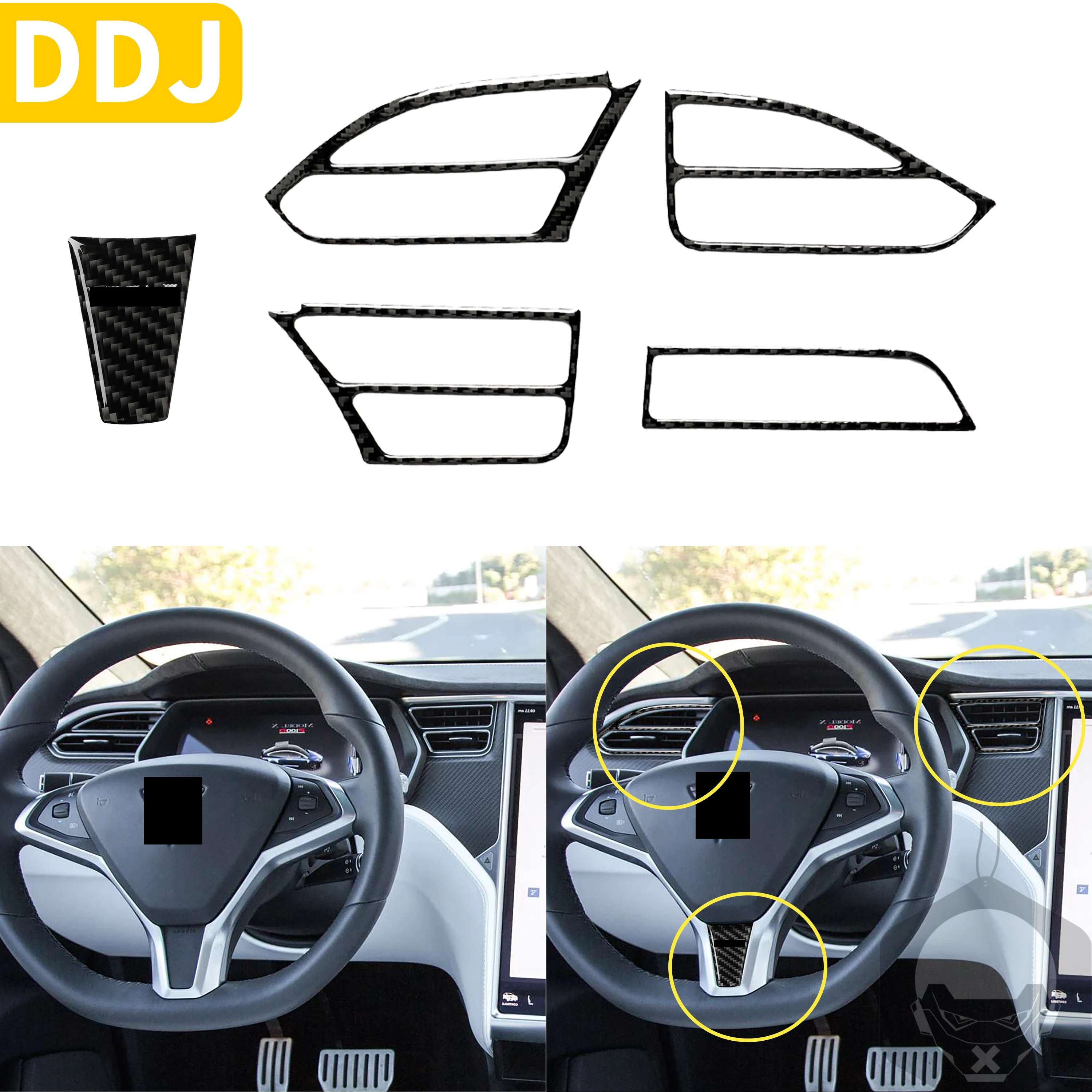 5 Pcs For Tesla Model S/X S X Trim Sticker Center AC Air Vent Steering Decoration Real Carbon Fiber Interior Set Accessories
5 Pcs For Tesla Model S/X S X Trim Sticker Center AC Air Vent Steering Decoration Real Carbon Fiber Interior Set Accessories