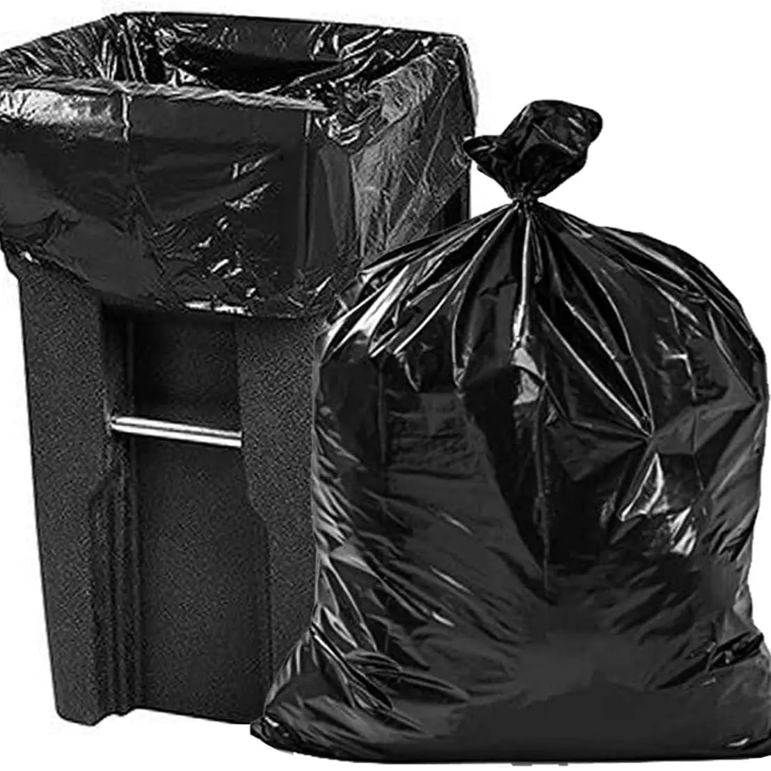 

65 Gallon Trash Bags Heavy Duty - (Huge 60 Pack) - 1.5 MIL - 50" x 48" - Large Black Plastic Garbage Can Liners for Contractor,