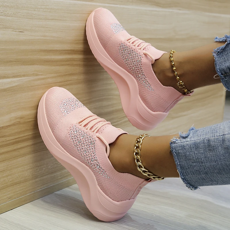 Shoes for Women Sneakers Shallow Round Toe Rhinestone Flats Spring/Autumn Mesh Breathable Wedges Knitted Women's Sneakers 2021
Shoes for Women Sneakers Shallow Round Toe Rhinestone Flats Spring/Autumn Mesh Breathable Wedges Knitted Women's Sneakers 2021