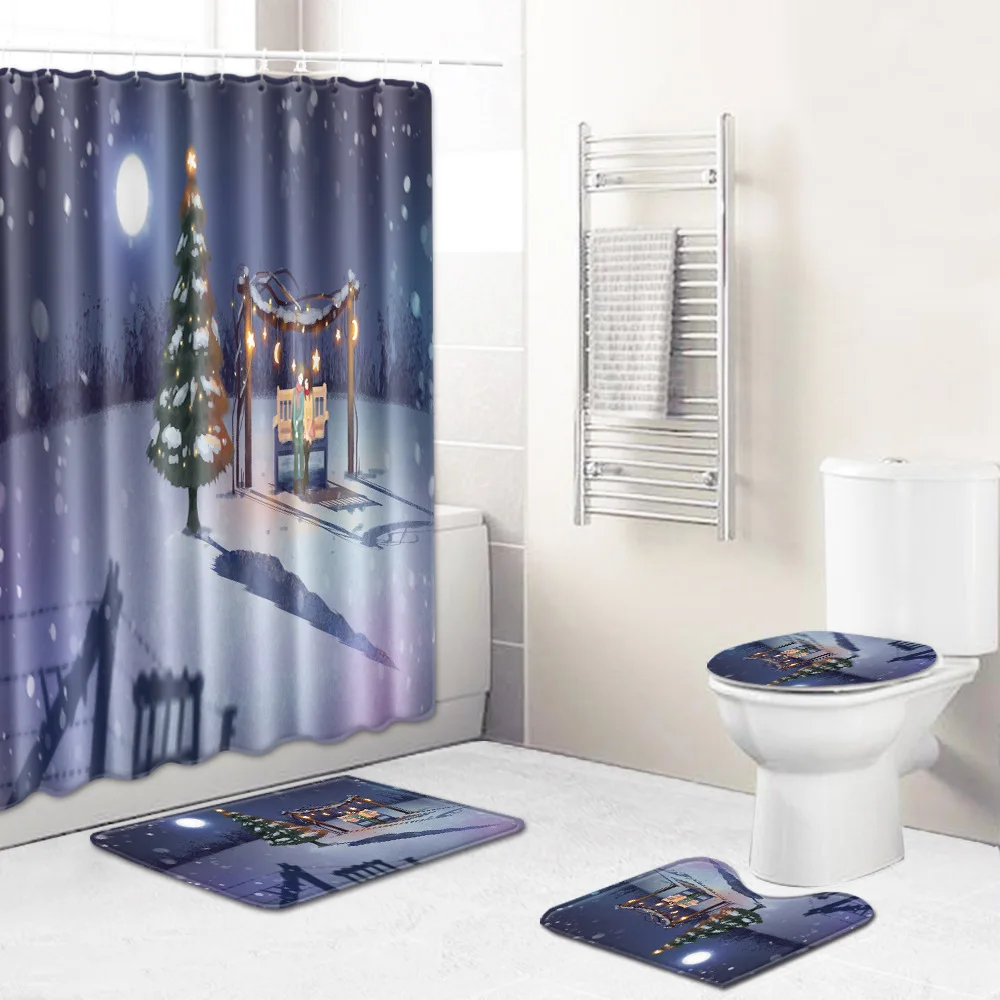 Christmas Style Bath Mat and Waterproof Shower Curtain Set Bathroom Decor Carpet Absorbent Toilet Mat Rugs Flannel Foot Mat
Christmas Style Bath Mat and Waterproof Shower Curtain Set Bathroom Decor Carpet Absorbent Toilet Mat Rugs Flannel Foot Mat