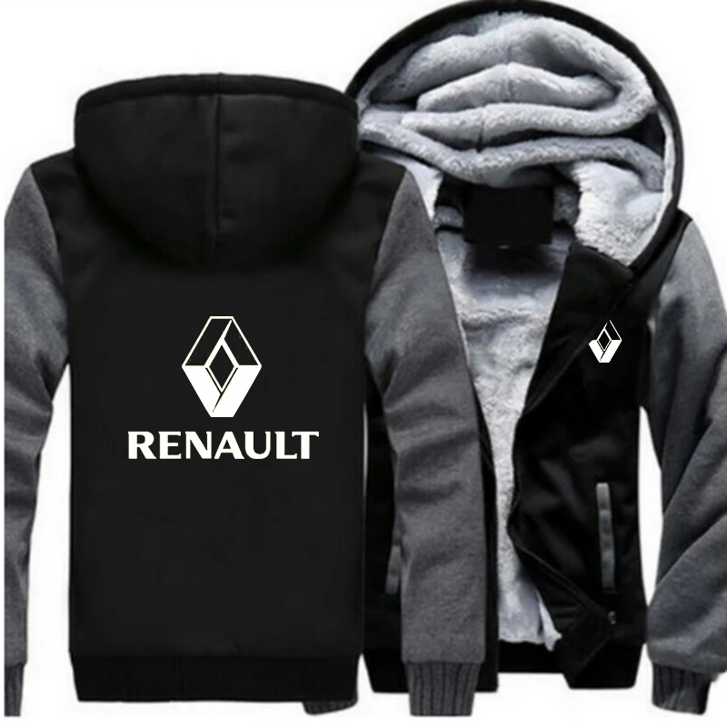 Зимние мужские брендовые толстовки на молнии с логотипом Renault повседневные