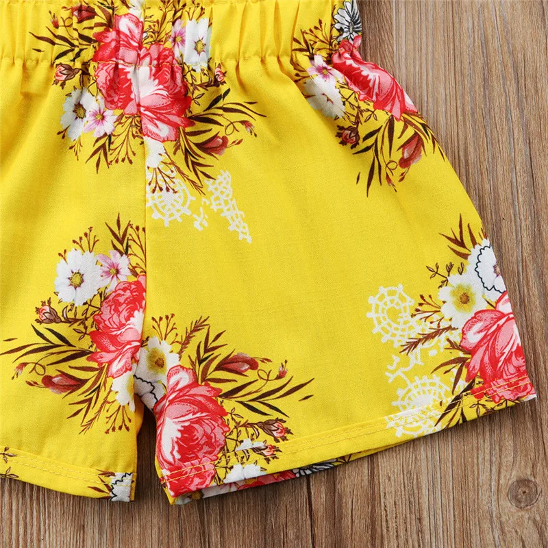JESSIC 2Pcs Baby Girls Clothes Set Ruffles Royal Yellow Floral Straps Tops And Shorts Outfits Toddler Clothing
JESSIC 2Pcs Baby Girls Clothes Set Ruffles Royal Yellow Floral Straps Tops And Shorts Outfits Toddler Clothing