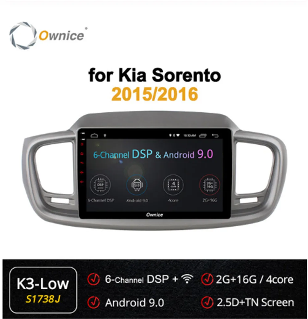 Автомобильный DVD-плеер Ownice 4 ядра 10 1 дюйма Android 9 0 k3 k5 k6 для Kia Sorento 2015 2016 4G LTE 360