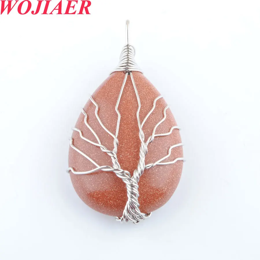 WOJIAER Natural Stone Pendants Silver-color Tree of Life Wire Wrapped Water Drop Shape for Women Men Necklace Jewelry PBO912
WOJIAER Natural Stone Pendants Silver-color Tree of Life Wire Wrapped Water Drop Shape for Women Men Necklace Jewelry PBO912