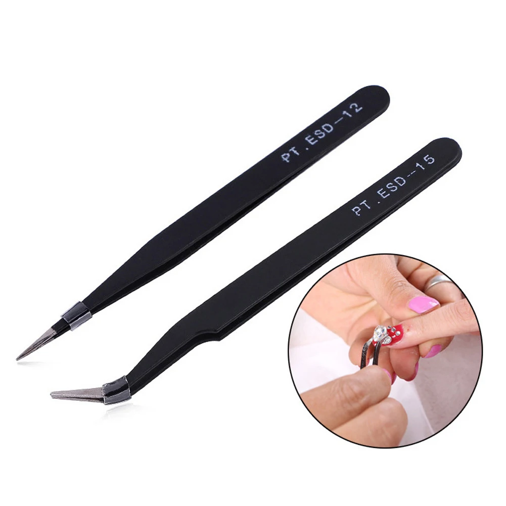 Tweezers Nail Art Acrylic Glue Tool Electronic Repair Rhinestone Gem Decoration Black Anti-static Tweezers
Tweezers Nail Art Acrylic Glue Tool Electronic Repair Rhinestone Gem Decoration Black Anti-static Tweezers