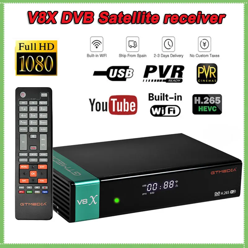 New Gtmedia V8X Satelite Decoder DVB-S2 Updated V8 Nova H.265 1080P IR Built-In Wifi GTmedia V9 Super No App Included
New Gtmedia V8X Satelite Decoder DVB-S2 Updated V8 Nova H.265 1080P IR Built-In Wifi GTmedia V9 Super No App Included