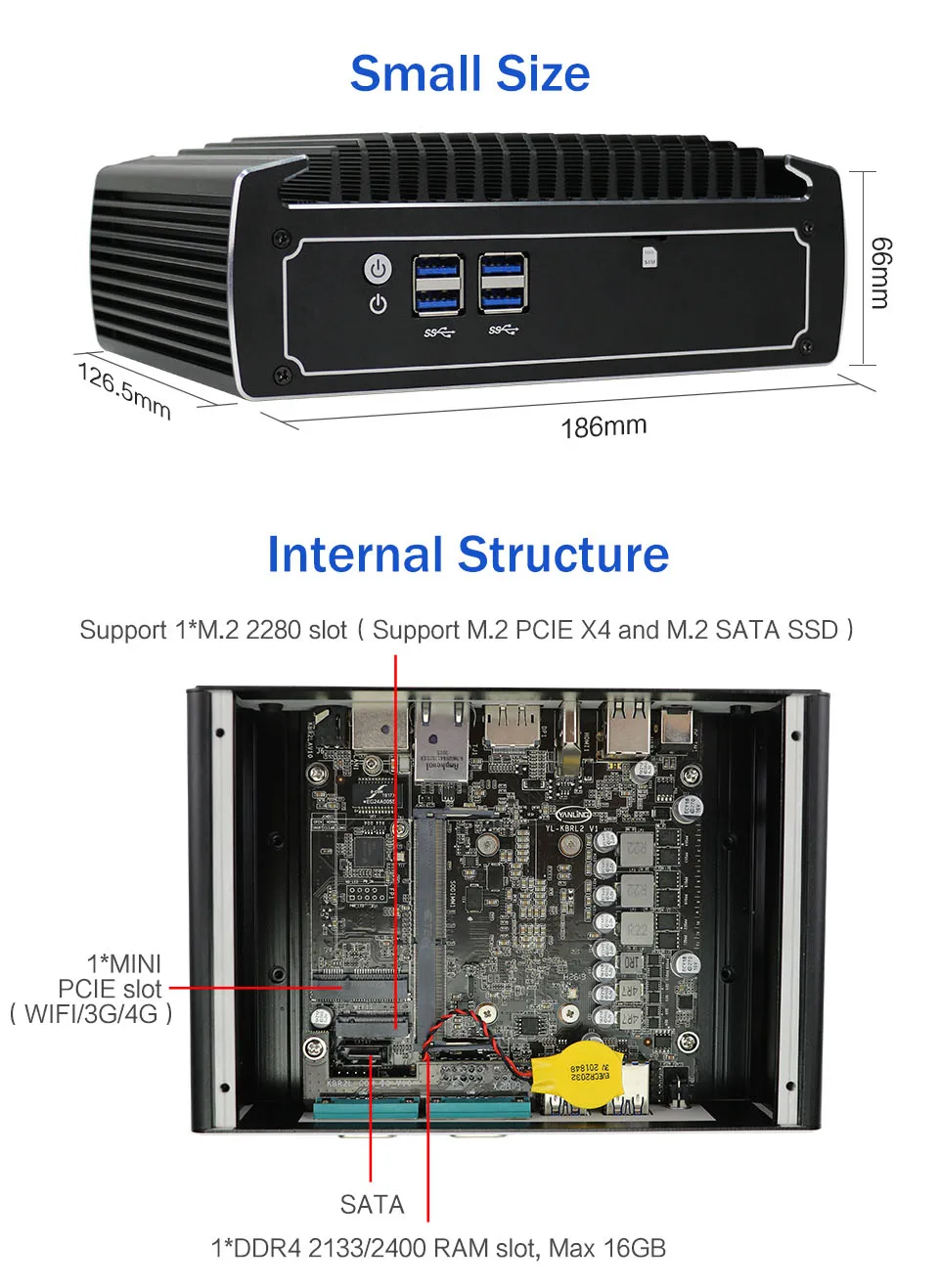 Безвентиляторный промышленный мини ПК i5 8250U Win10 12 В с 2 * DDR4 LAN HD 6 COM 8 USB|Мини ПК| |