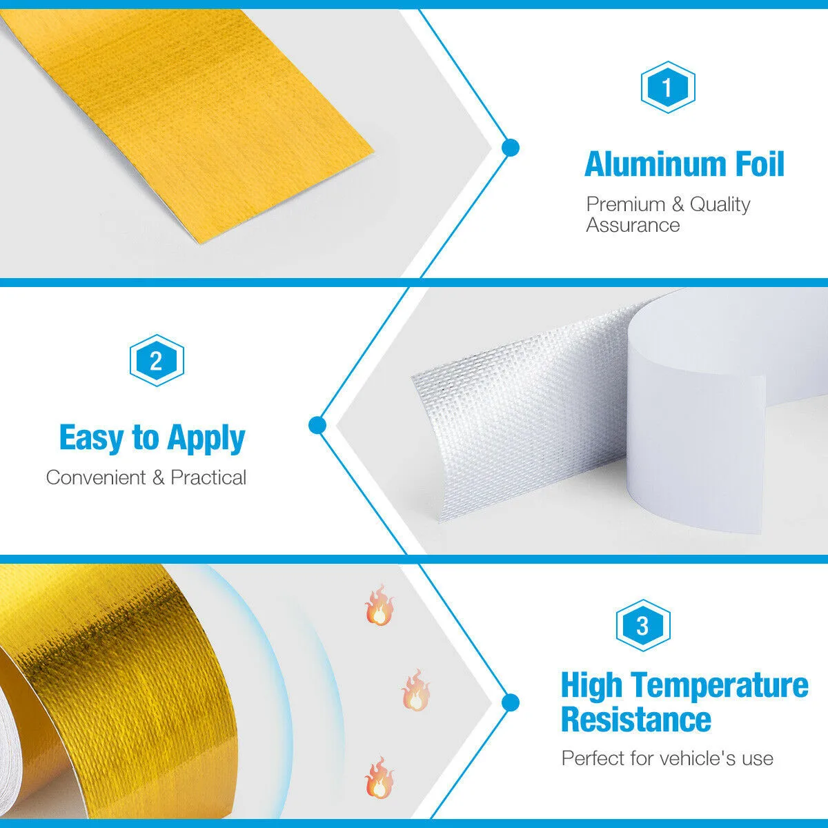 5/10M Gold Thermal Exhaust Tape Air Intake Heat Insulation Shield Wrap Reflective Heat Barrier Adhesive Engine Universal
5/10M Gold Thermal Exhaust Tape Air Intake Heat Insulation Shield Wrap Reflective Heat Barrier Adhesive Engine Universal