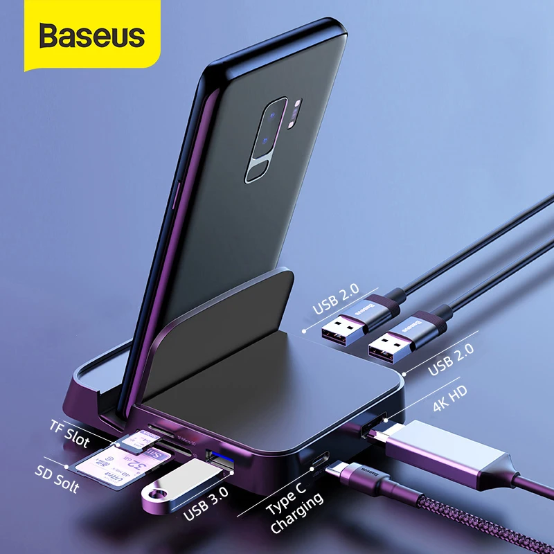Baseus 7 in 1 USB C HUB Phone Holder Type C Docking Station for Huawei P40 Mate 30 Samsung S20 S9 to USB 3.0 USB HUB Type C HUB
Baseus 7 in 1 USB C HUB Phone Holder Type C Docking Station for Huawei P40 Mate 30 Samsung S20 S9 to USB 3.0 USB HUB Type C HUB