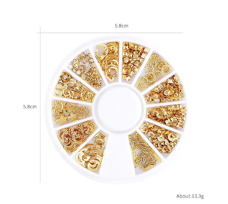 12 Kinds Gold Color Rose gold Silver Color Mixed Color 3D Hollow Out Alloy Nail Art Decorations In Wheel Accessories
12 Kinds Gold Color Rose gold Silver Color Mixed Color 3D Hollow Out Alloy Nail Art Decorations In Wheel Accessories