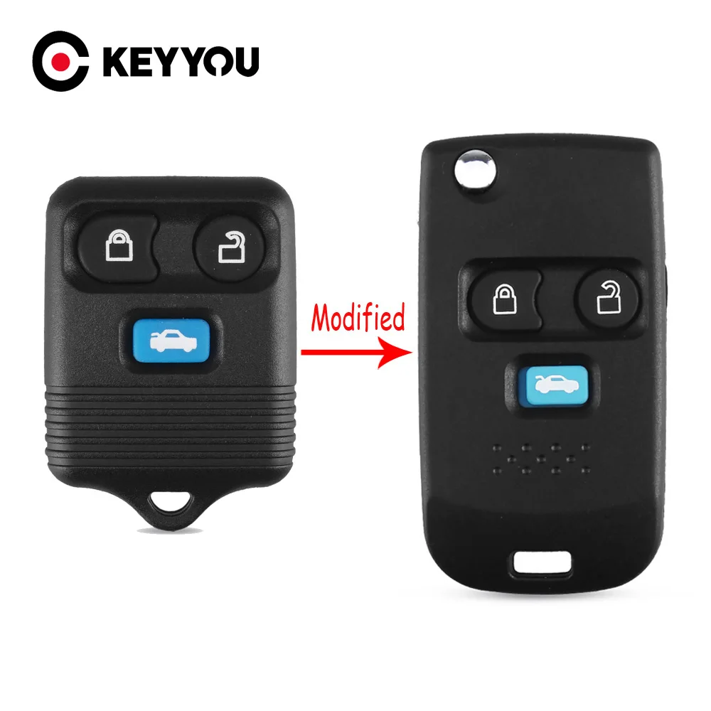 Чехол для дистанционного ключа KEYYOU с 3 кнопками Складной флип-чехол Ford Transit MK6 Connect