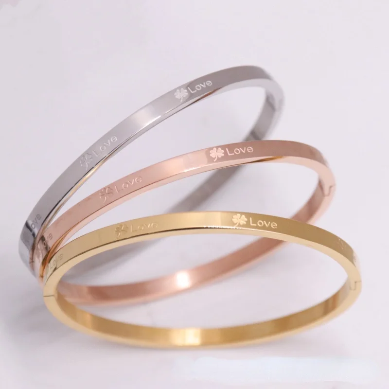 2021 New Titanium Steel Women's Bracelet Jewelry Jewelry Fashion Simple Four-leaf Clover Bracelet Gift Bangles for Women
2021 New Titanium Steel Women's Bracelet Jewelry Jewelry Fashion Simple Four-leaf Clover Bracelet Gift Bangles for Women