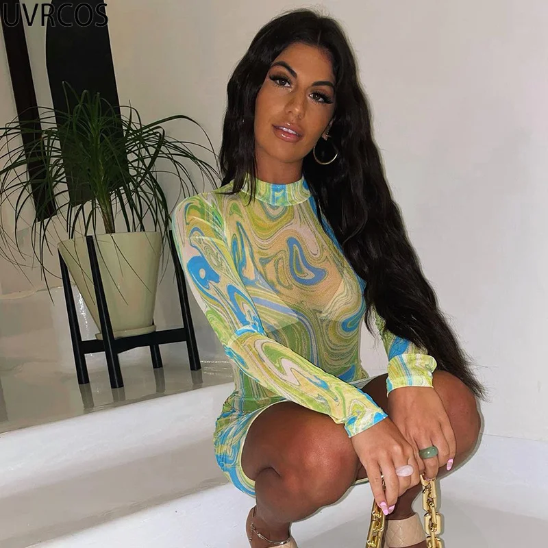 UVRCOS Resort Wear Women 2021 New Arrival Casual Beach Mesh Print Mini Dresses Summer Long Sleeve Stand Neck Hipster Jupe Femme
UVRCOS Resort Wear Women 2021 New Arrival Casual Beach Mesh Print Mini Dresses Summer Long Sleeve Stand Neck Hipster Jupe Femme