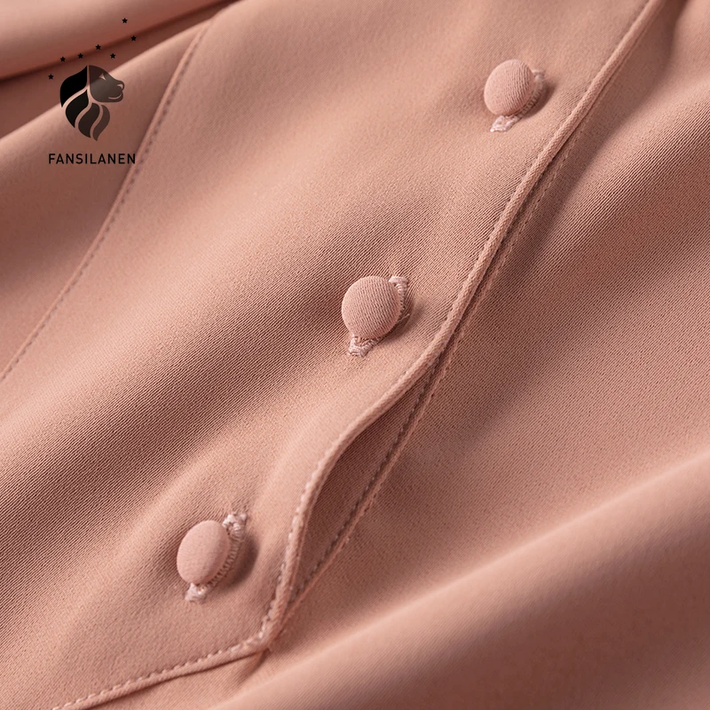 FANSILANEN Elegant ribbon white chiffon blouse shirt Women long sleeve pink office ladies top Spring female button up shirt 2021
FANSILANEN Elegant ribbon white chiffon blouse shirt Women long sleeve pink office ladies top Spring female button up shirt 2021