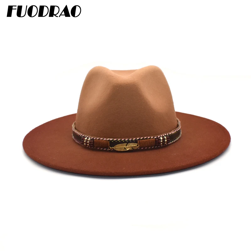 Зимние фетровые шляпы FUODRAO с ярким рисунком, шерстяная Панама с большими полями, женская модная ковбойская джазовая шапка, шапки-бантики D13
Зимние фетровые шляпы FUODRAO с ярким рисунком, шерстяная Панама с большими полями, женская модная ковбойская джазовая шапка, шапки-бантики D13