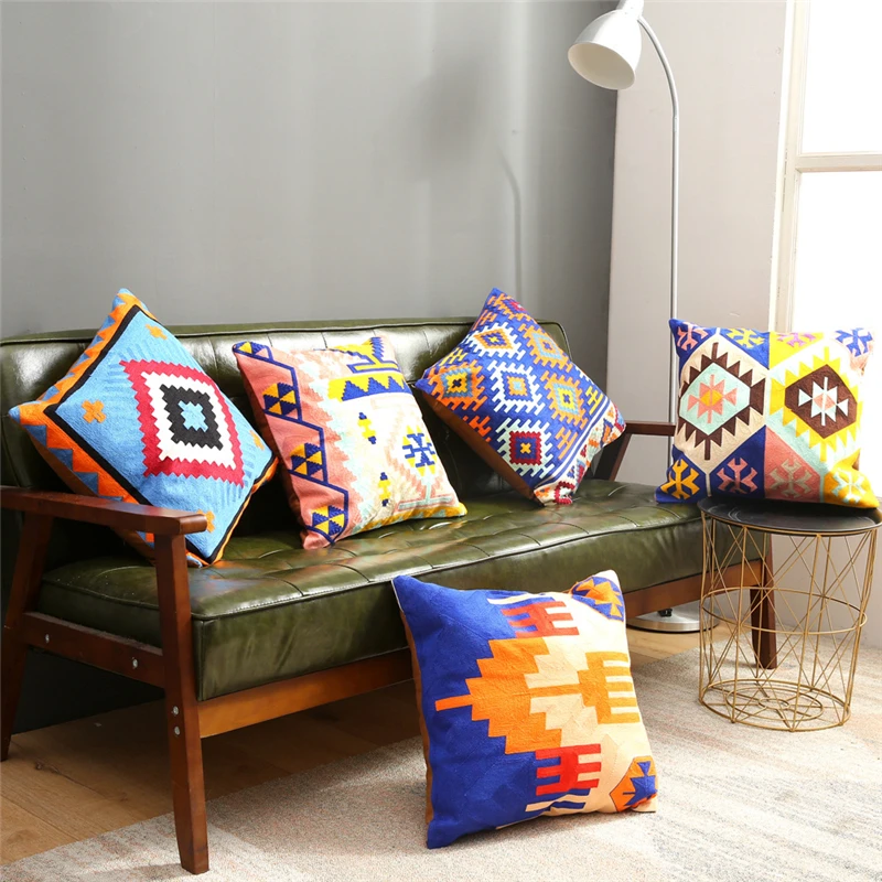 45x45cm New Bohemian Color Geometric Cotton Embroidery Car Waist Home Living Room Sofa Decoration Cushion Cover 
45x45cm New Bohemian Color Geometric Cotton Embroidery Car Waist Home Living Room Sofa Decoration Cushion Cover