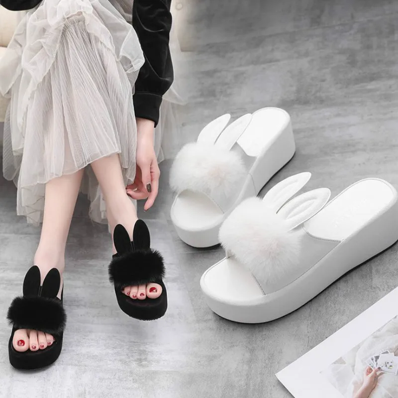 Fashion The New Furry Rabbit Ear Slides Outer Wear Solid Wedges Summer Med (3cm-5cm) Slippers Leisure Comfortable Breathable PU
Fashion The New Furry Rabbit Ear Slides Outer Wear Solid Wedges Summer Med (3cm-5cm) Slippers Leisure Comfortable Breathable PU