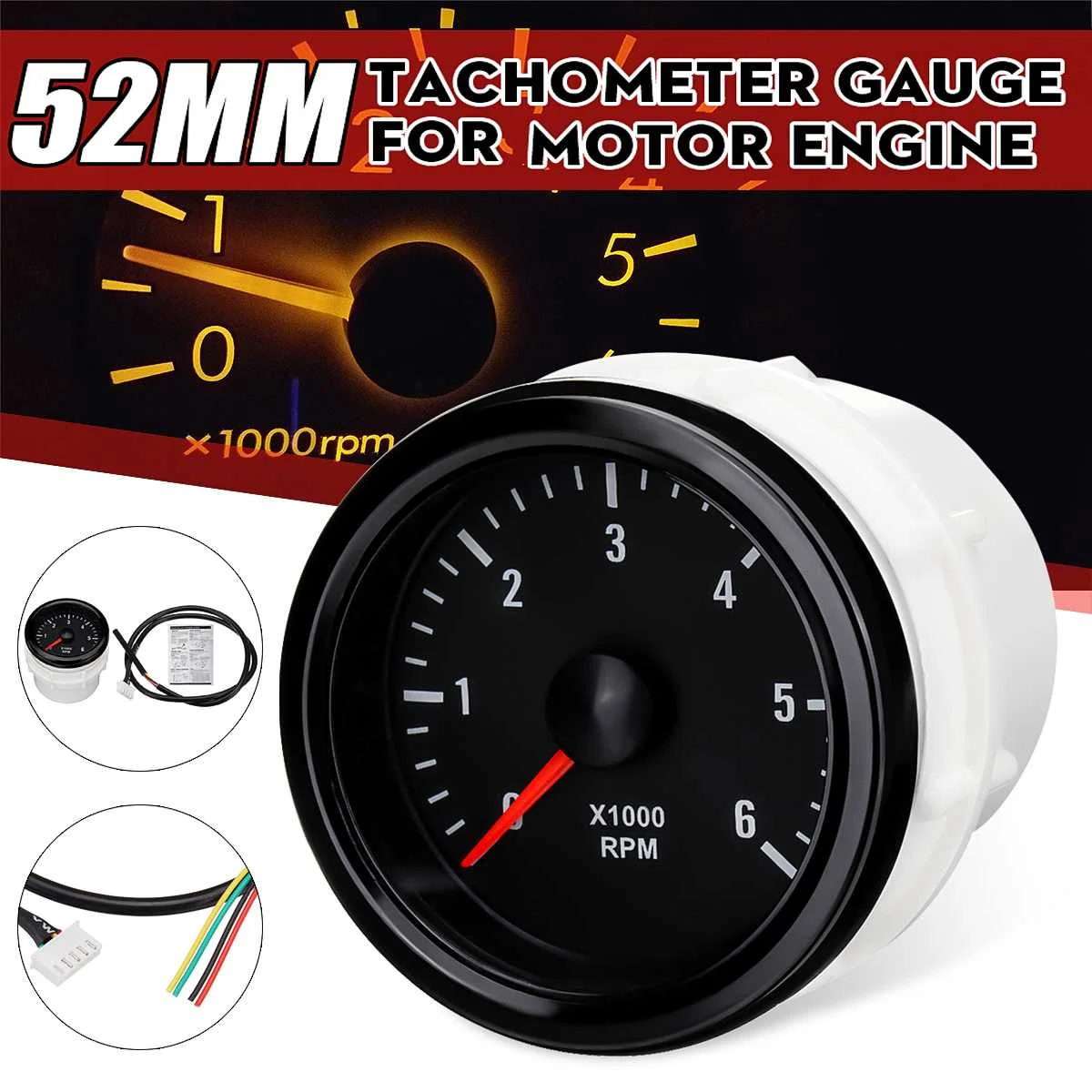 12V Car Tachometer 52mm White Electrical Tachometer Gauge 0-6000 RPM (On Dash) For Diesel Motor Engine
12V Car Tachometer 52mm White Electrical Tachometer Gauge 0-6000 RPM (On Dash) For Diesel Motor Engine